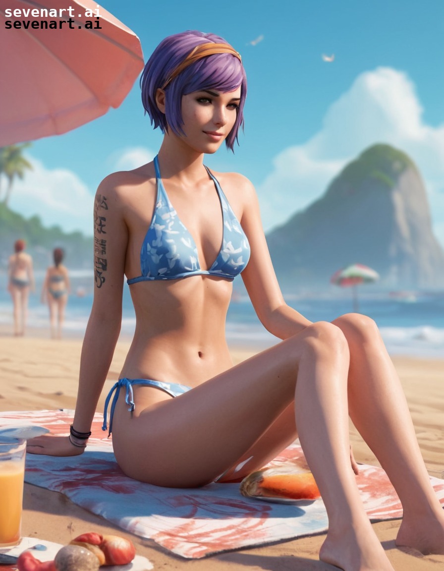 beach, bikini, chloe price, life is strange, fan art, games, girls from games