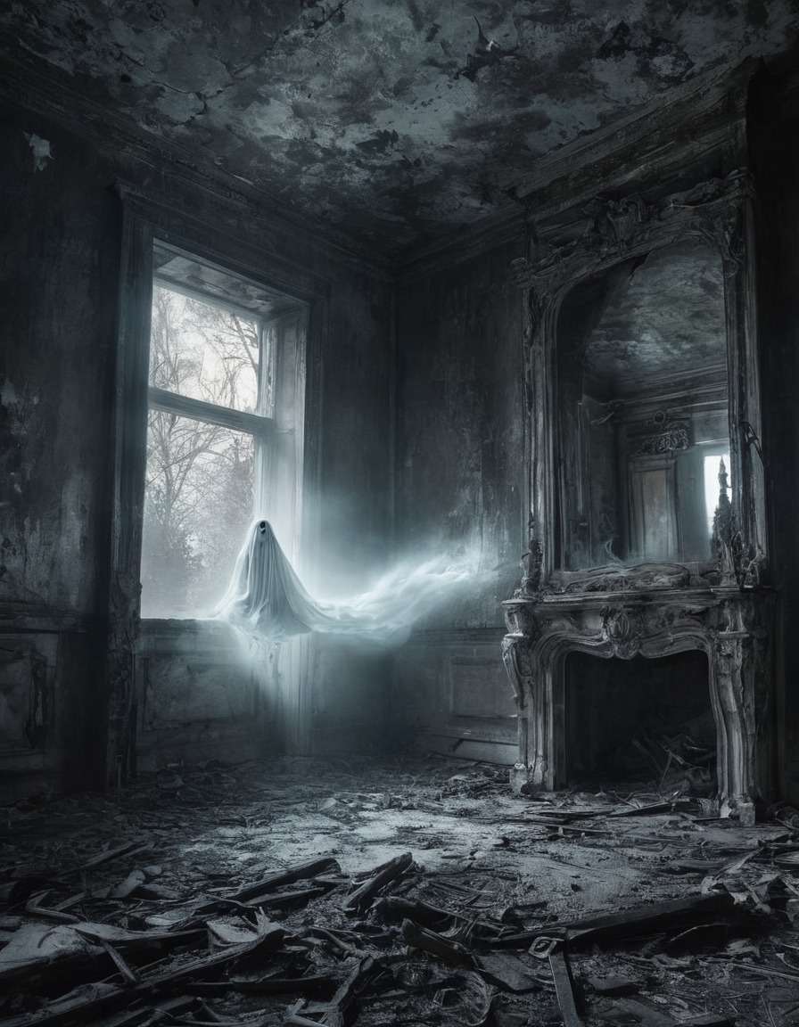 ghost, apparition, haunted house, manor, spooky, gothic, underground, dark