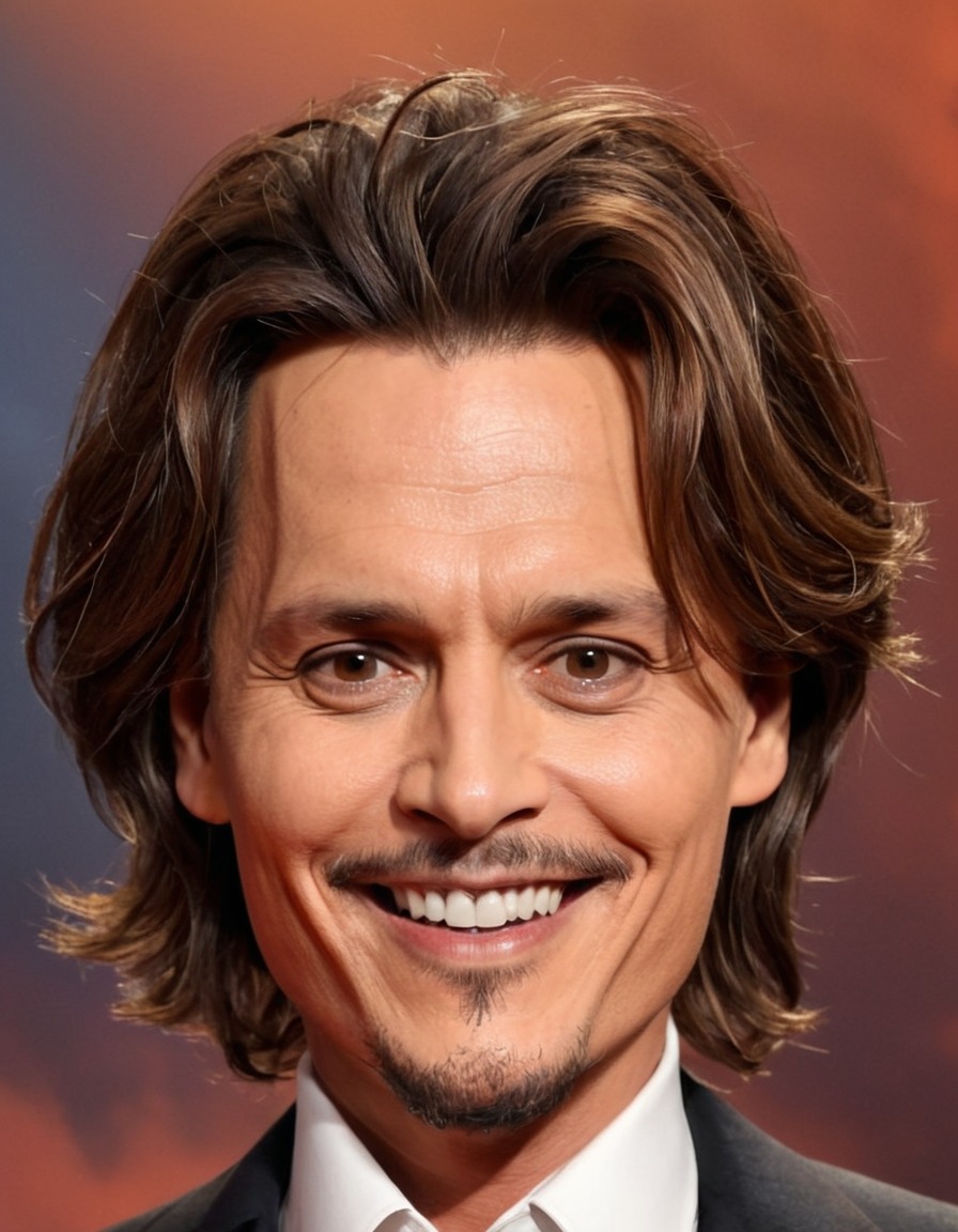 johnny depp, actor, celebrity, caricature, big head, crazy smile