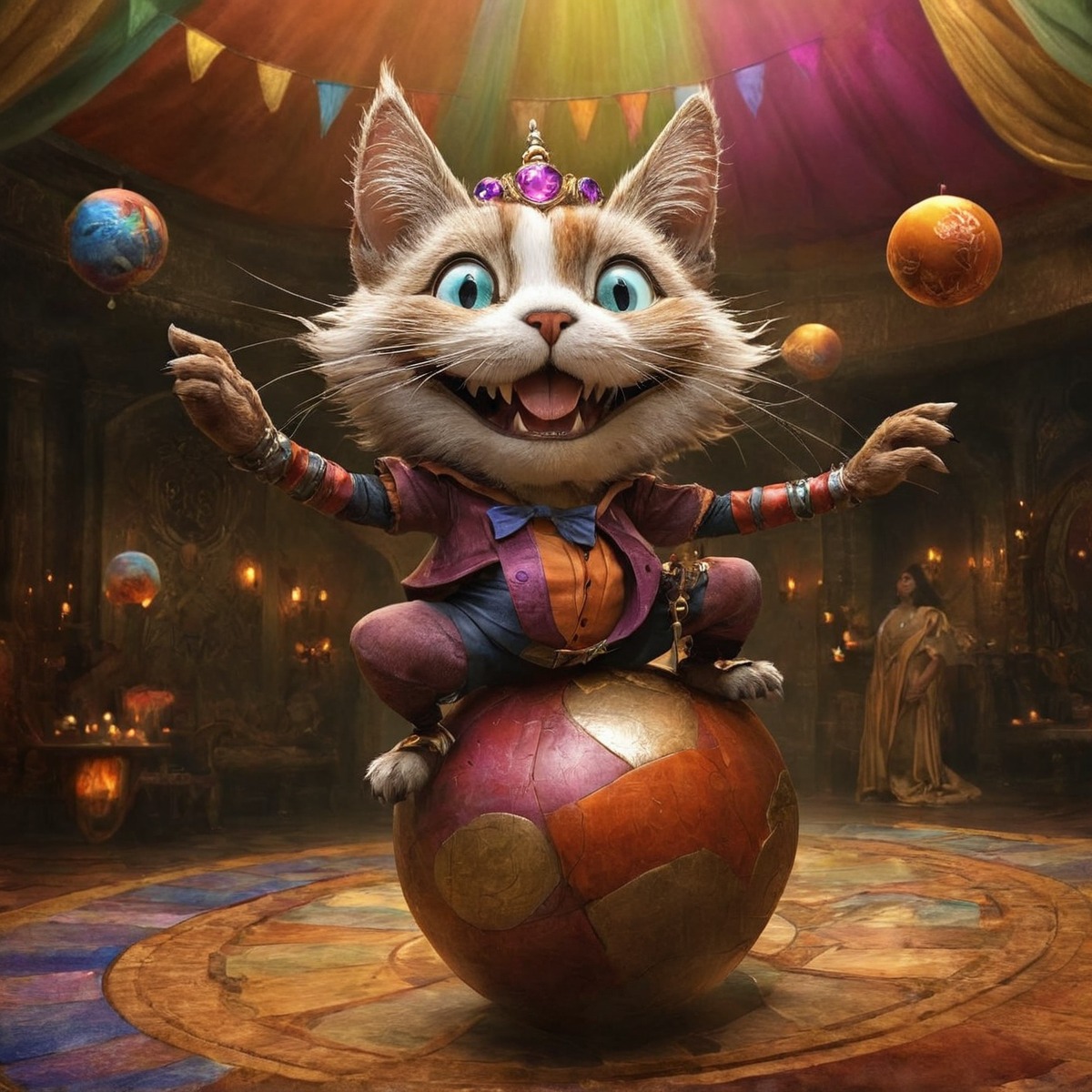 digitalart, digitalpainting, cat, circus, crazy, dailychallenge, aiartcommunity, midjourney, midjourneyai, midjourneyart, midjourneyartwork, midjourneyaiart, midjourneycommunity