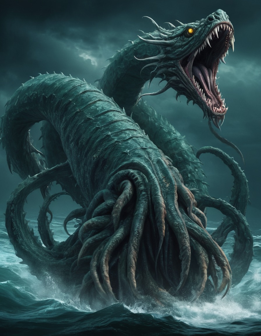 lernaean hydra, monster, greek mythology, mythical creature, sea serpent, hydra, hercules