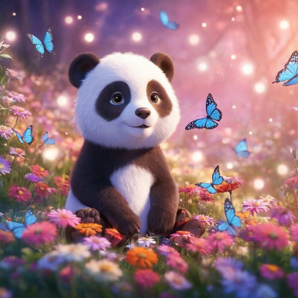 animal, panda, meadow, spring, sweet