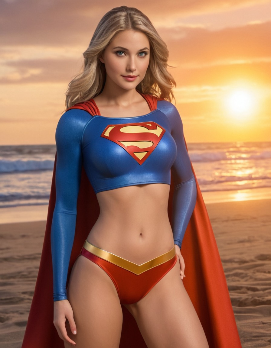 beach, supergirl, dc comics, swimsuit, superhero, fictional character, comic book