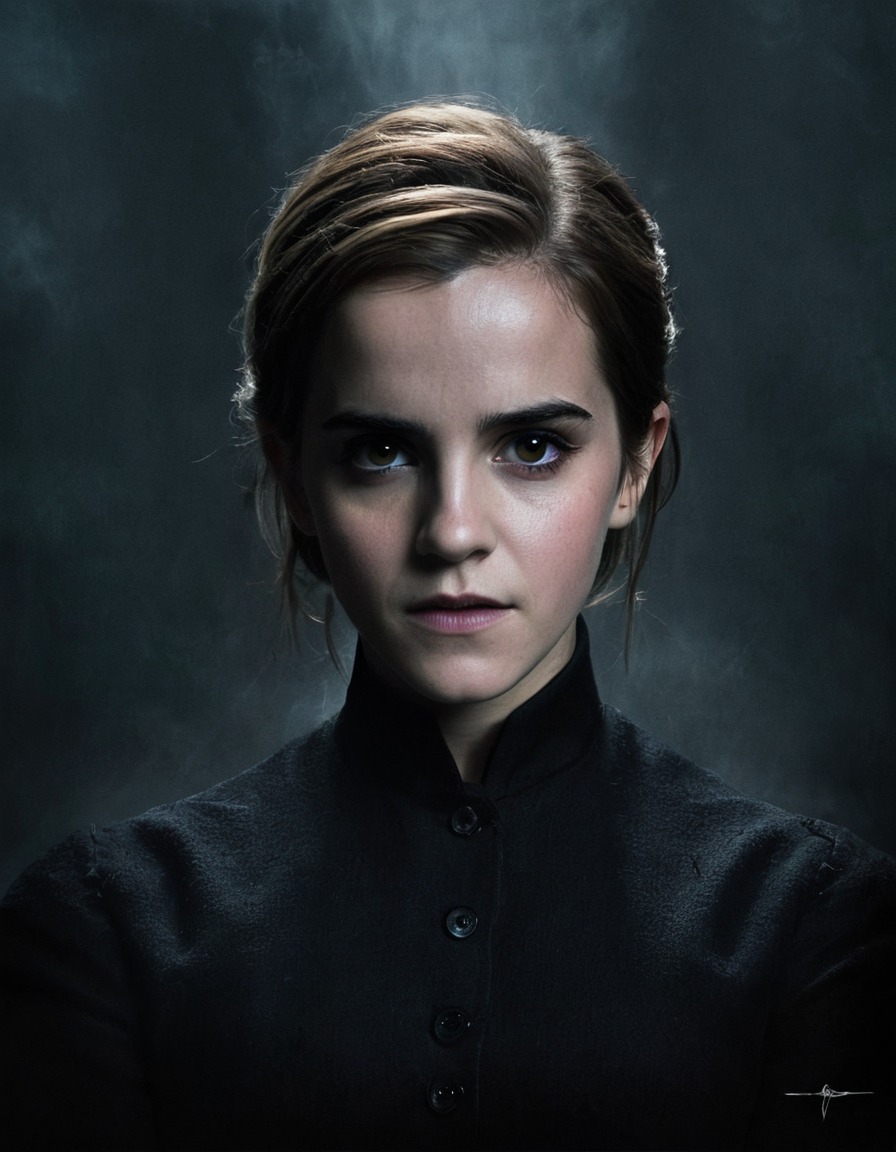 emma watson, portrait, mysterious, evil, actress