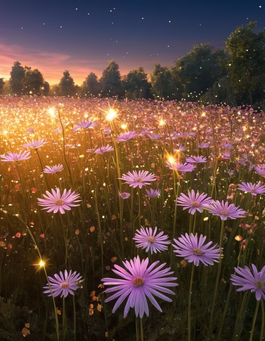 flowers, fairy, magic, sparkling, field, fantastic