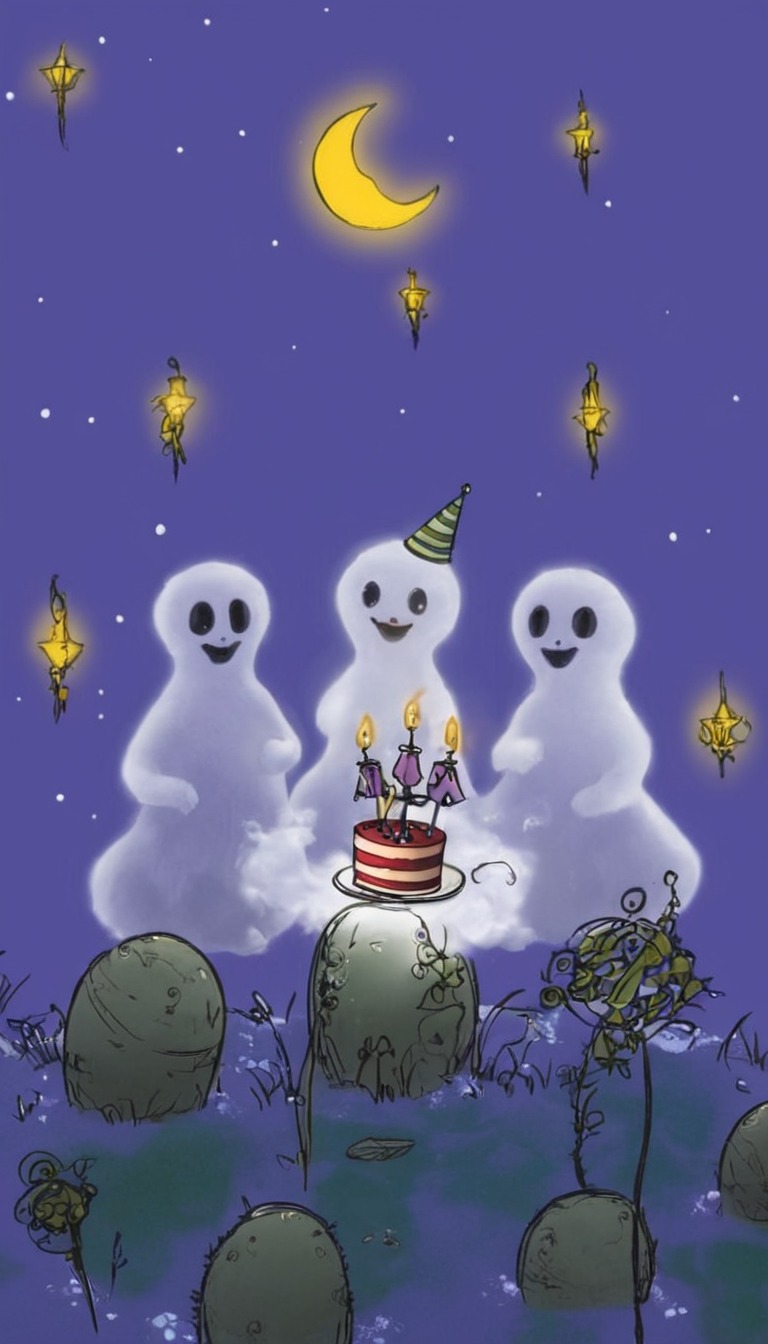 ghost, spooky, procreate, halloween, digitalart, digitalpainting, birthday, gigglingghosts