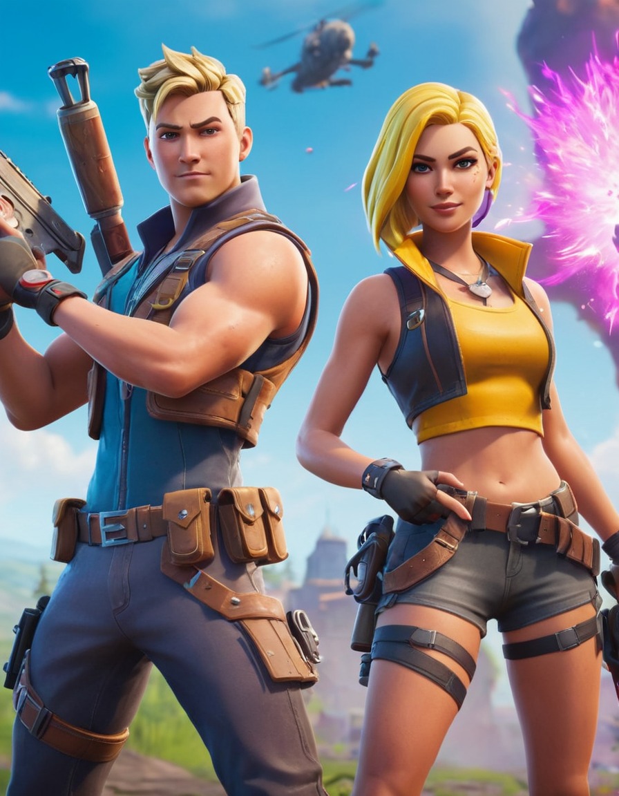 fortnite, battle royale, video game, characters, weapons, showdown, computer games