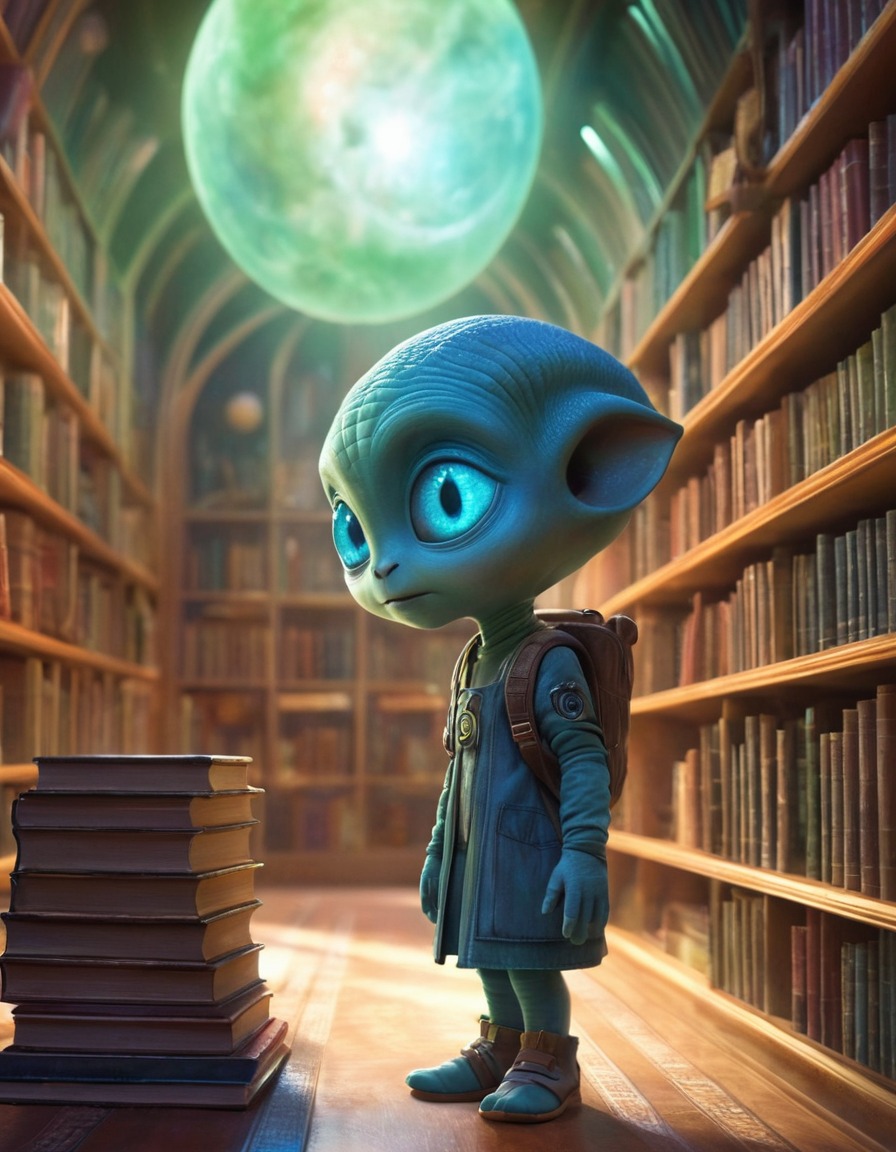 alien, child, holographic library, exploration, knowledge, extraterrestrial, aliens