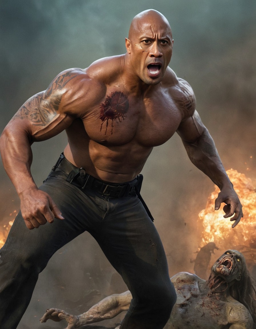 dwayne 'the rock' johnson, zombie, fight, action, movie, undead, combat