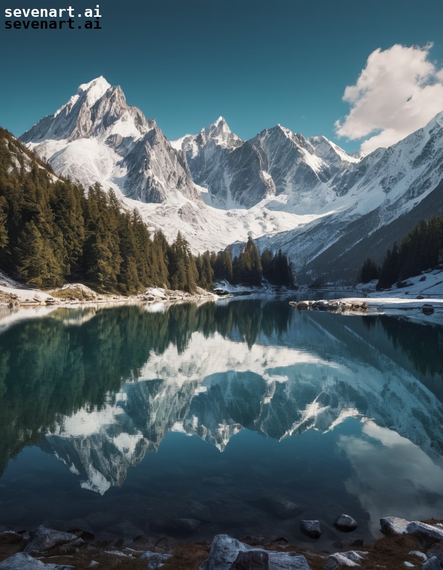 mountains, snow-capped, reflection, alpine, lake, nature