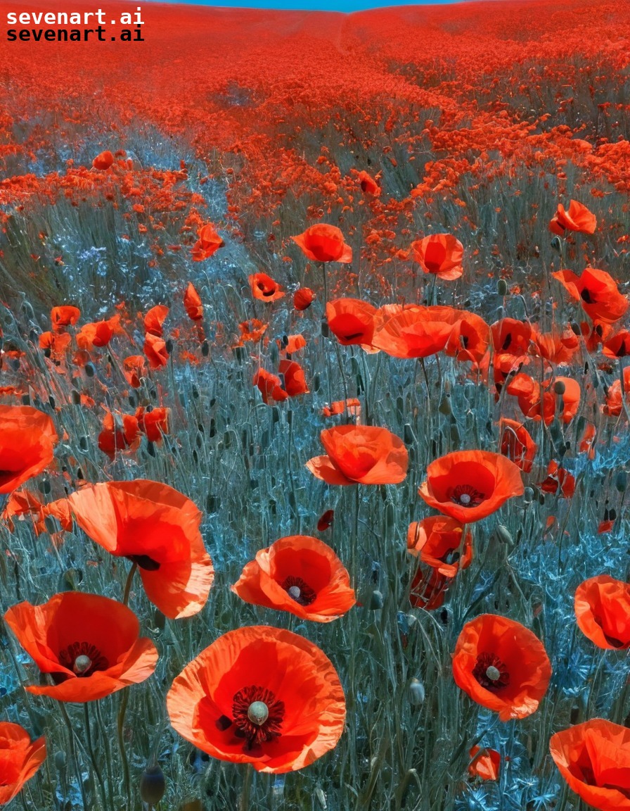 nature, flowers, poppies, vibrant, contrast