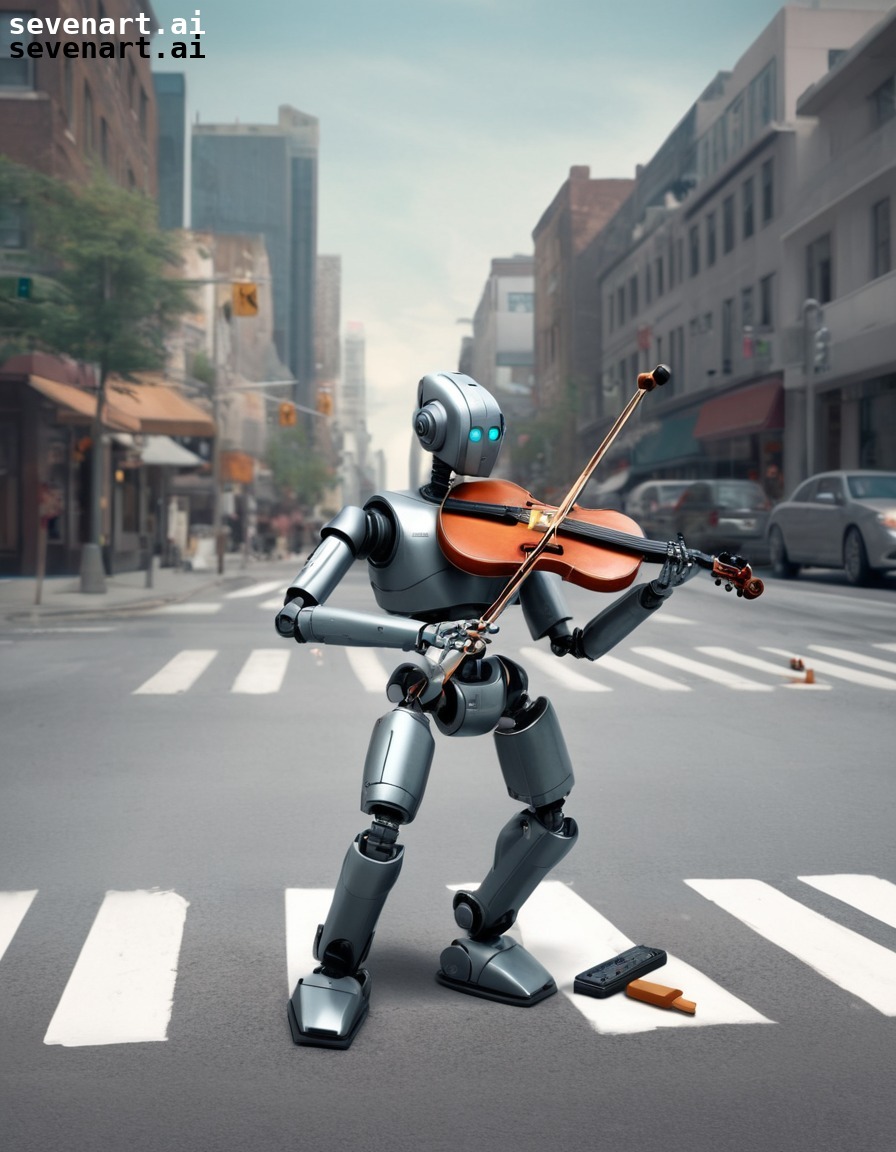 robot, street performance, music, technology, futuristic, robots