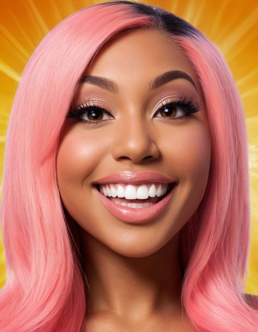 crazy smile, nicki minaj, digitalart, caricature, music artist, pop culture, big head, ai, art, celebrity