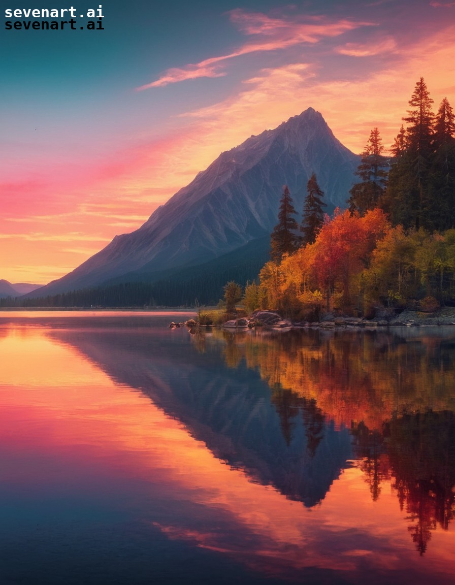 sunset, lake, tranquil, reflection, colorful