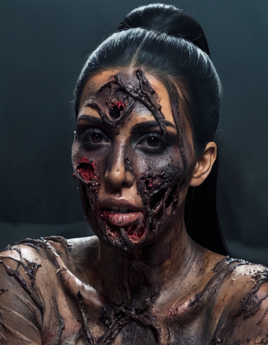 kim kardashian, zombie, halloween, makeup, horror, celebrity, celebrities