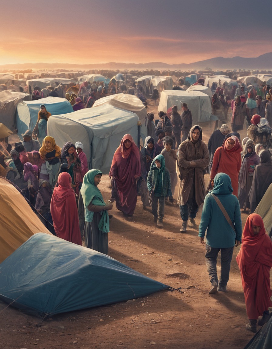 refugees, family, shelter, safety, crowded camp, war