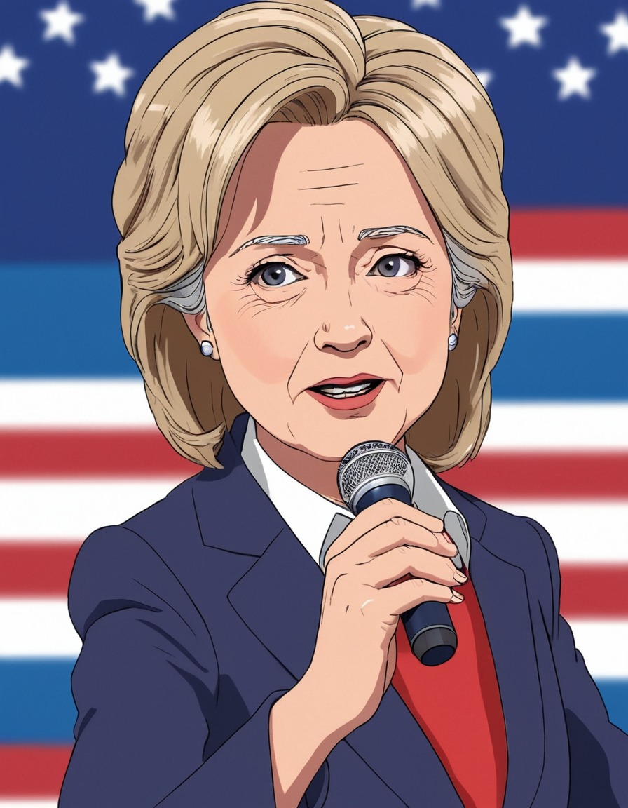 hillary clinton, anime, campaign, speech, politics