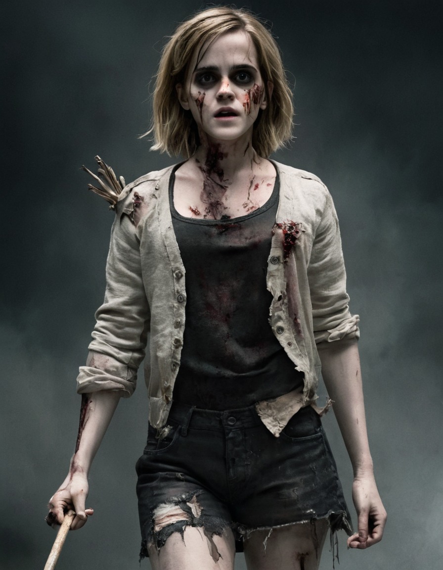 emma watson, zombie, wand, fantasy, actress, celebrities