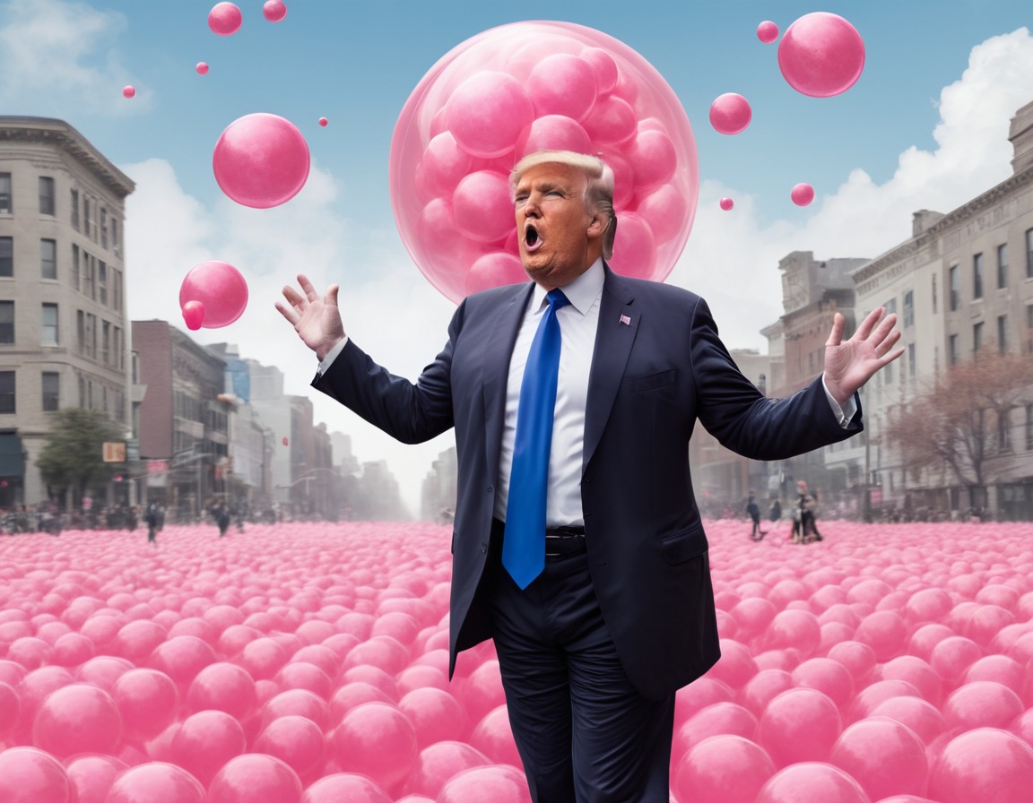 donald trump, bubble gum, humor, exaggerated, cartoonish, trump, donaldtrump