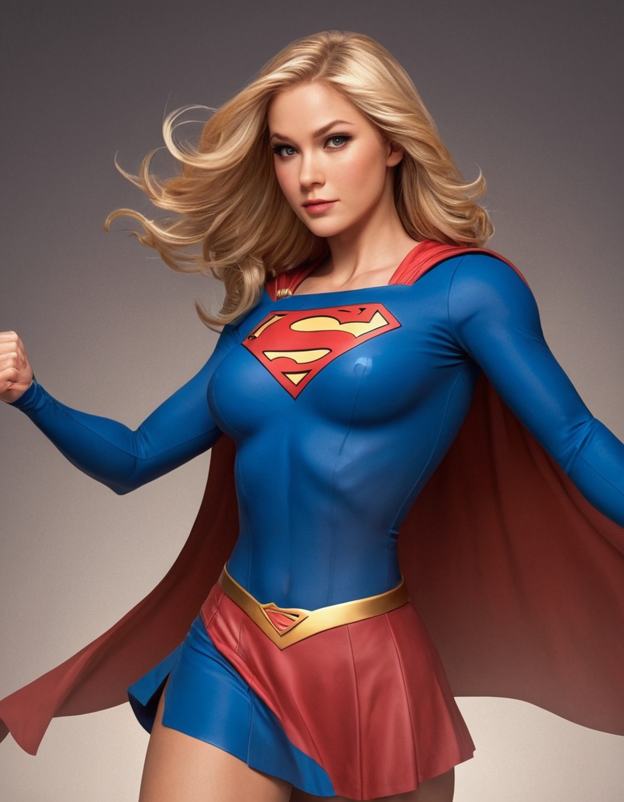 superhero, supergirl, powerful, pose, illustration, sexy, painted