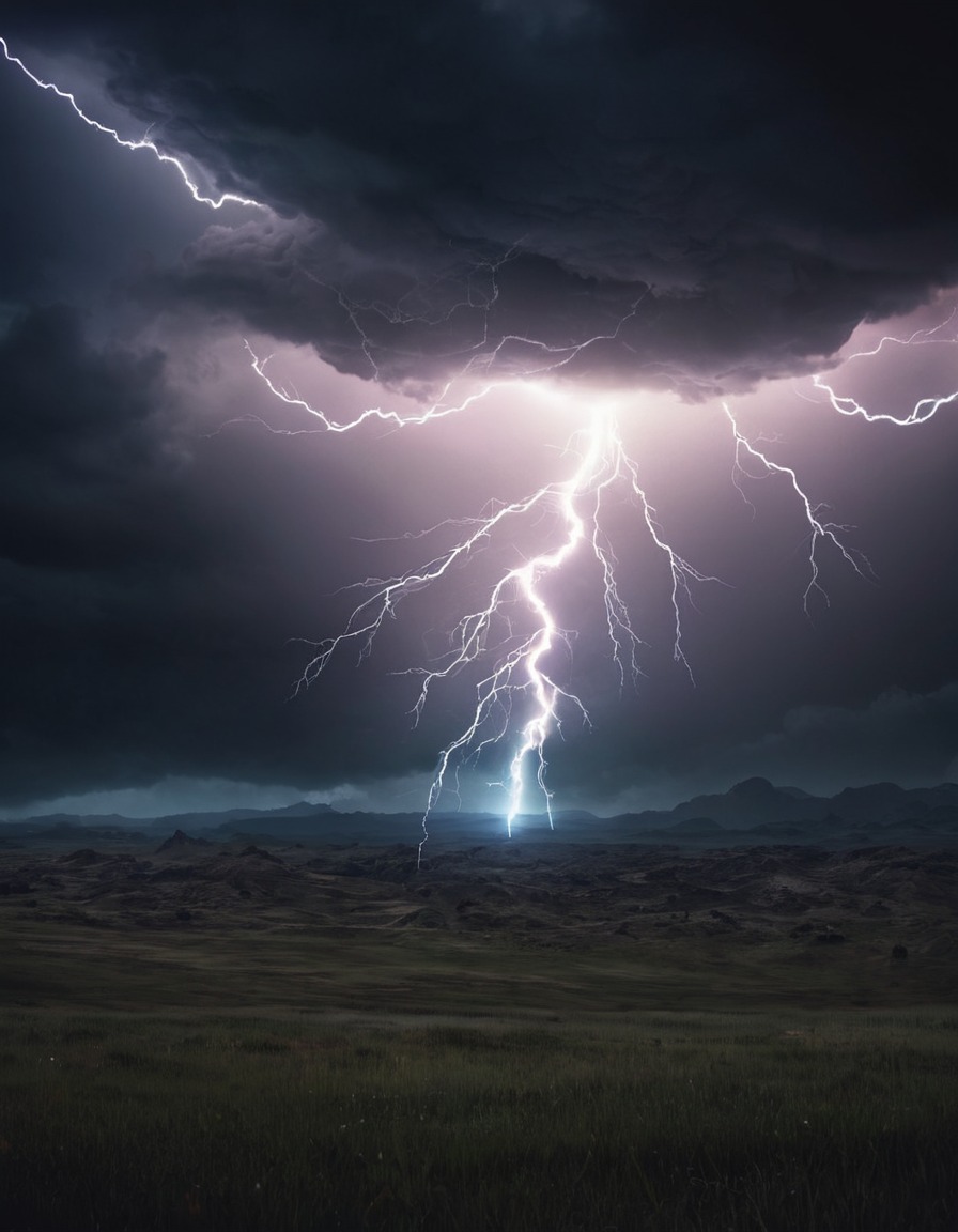 storm, lightning, dramatic, landscape, nature