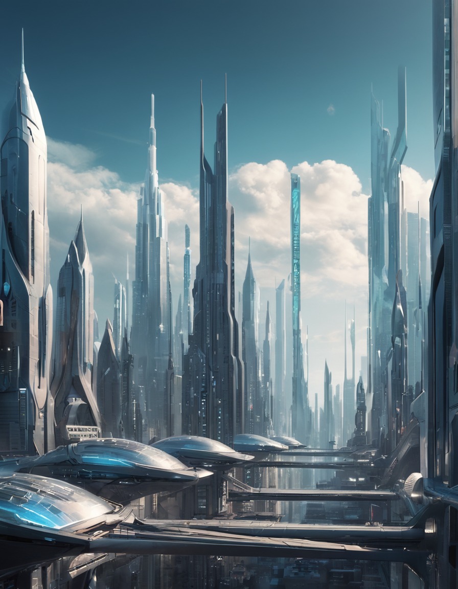 futuristic, cityscape, skyline, modern, architecture