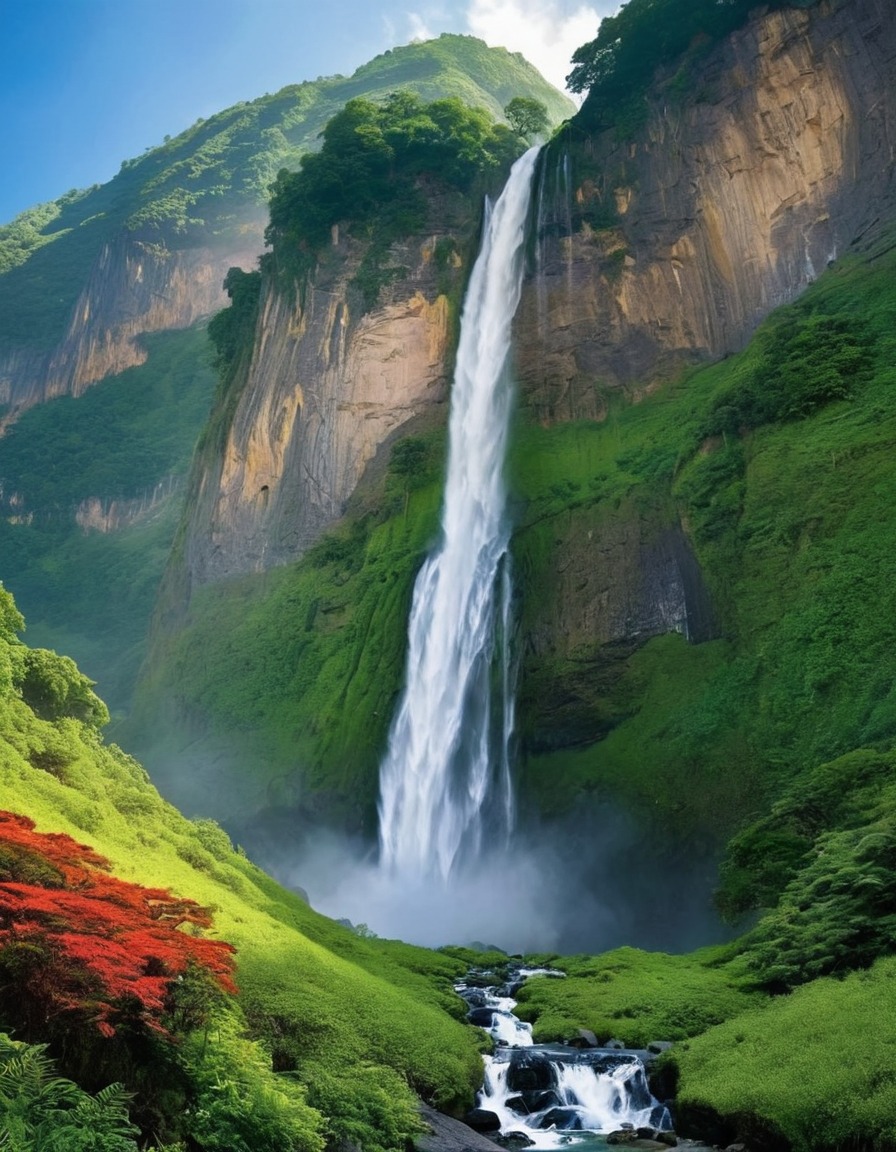 waterfall, nature, mountains, beauty, power, majestic falls