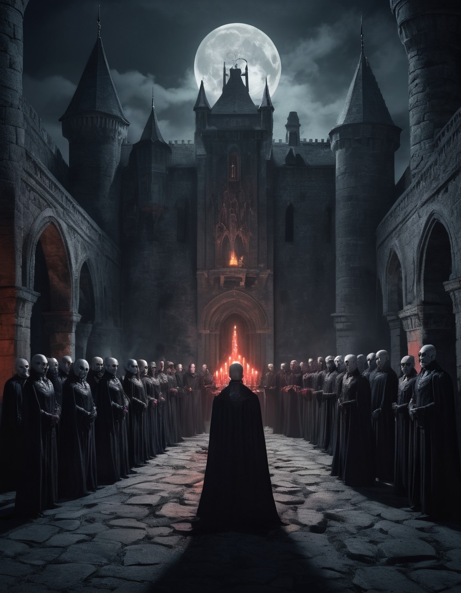 vampires, ritual, midnight, ancient castle, gothic, underground, dark