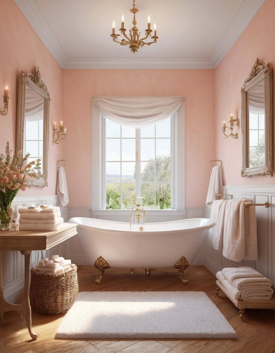 bathroom, clawfoot bathtub, fluffy towels, scented candles, home, interior