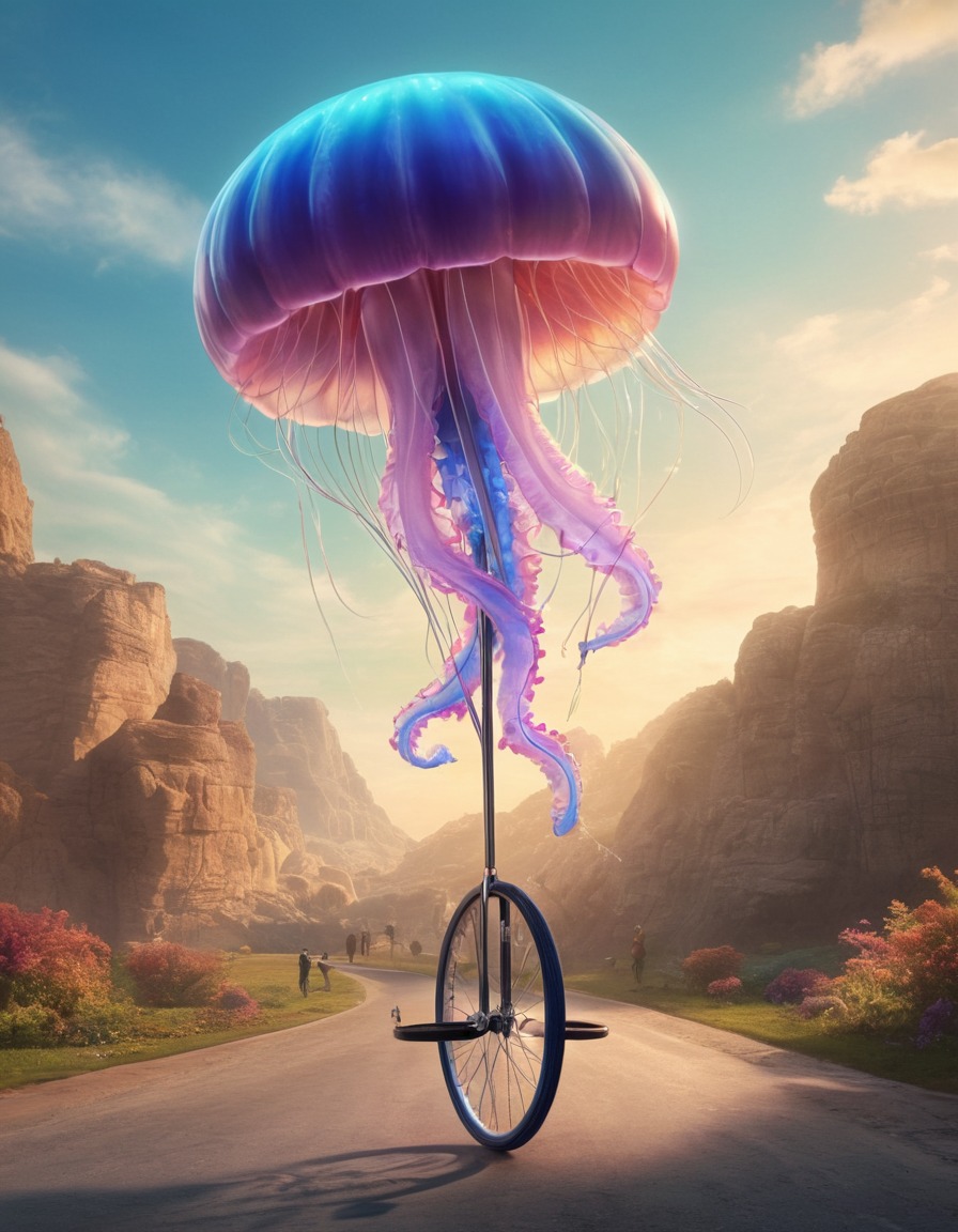 jellyfish, unicycle, strange, unique, humorous