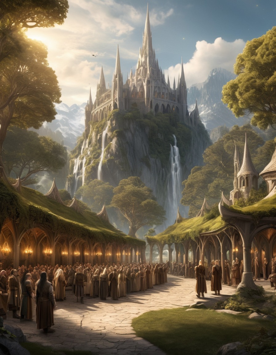 elves, dwarves, men, council of elrond, rivendell, gathering, john tolkien, tolkien