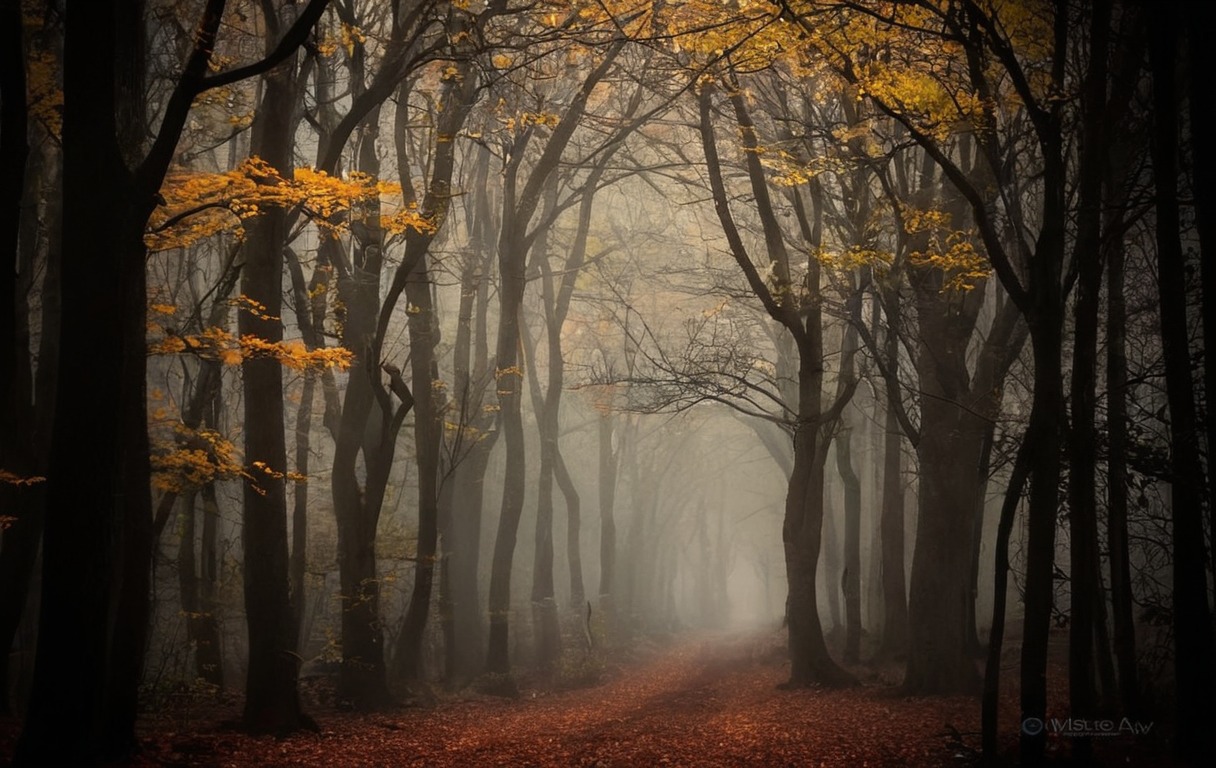 autumn, fall, falling, fog, forest, leafs, mist, natural, nature, path, road, tree, trees, wood, woodland, woods, pieters, nelleke, nellekepieters, naturephotography