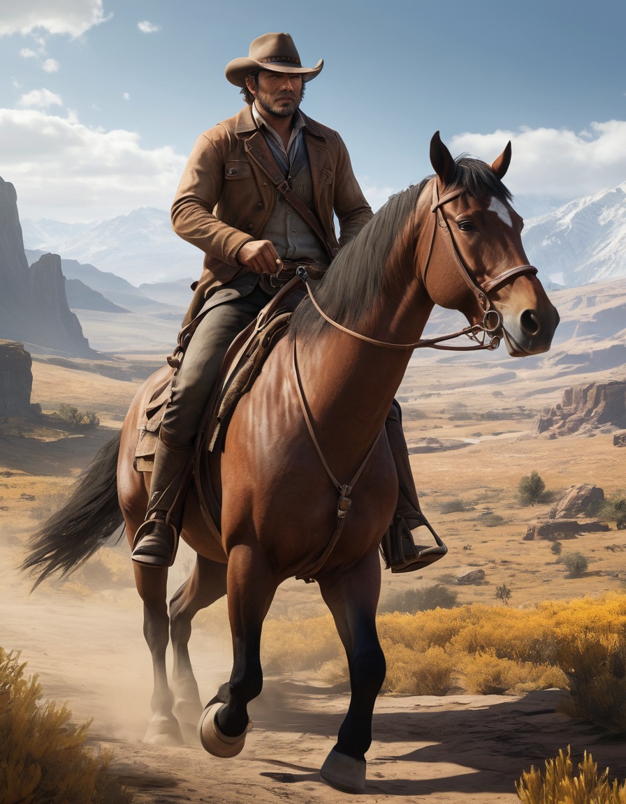 arthur morgan, red dead redemption 2, cowboy, western, horseback riding, wilderness, adventure, computer games