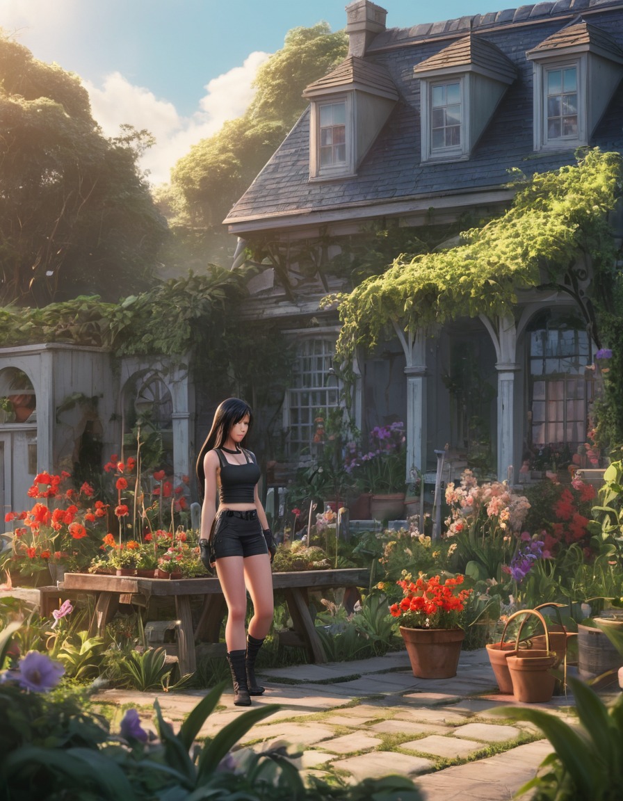 gardening, home, tifa lockhart, final fantasy, beauty, games, girls from games