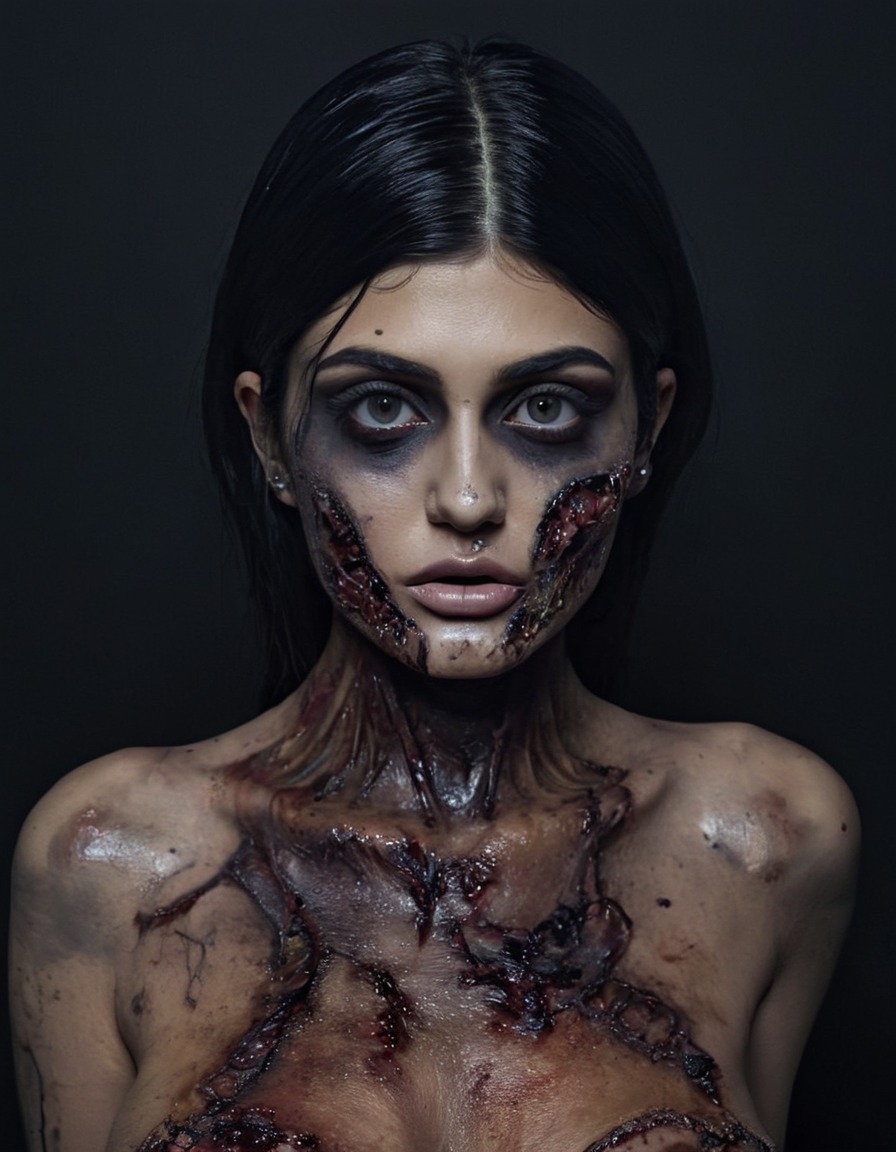 kylie jenner, zombie, glamorous, eerie, celebrityportrait, celebrities