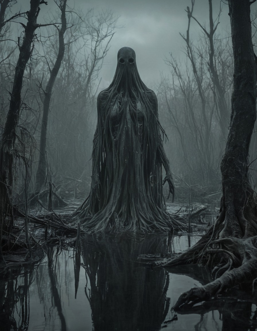 ghost, swamp, apparition, spooky, mysterious, gothic, underground, dark