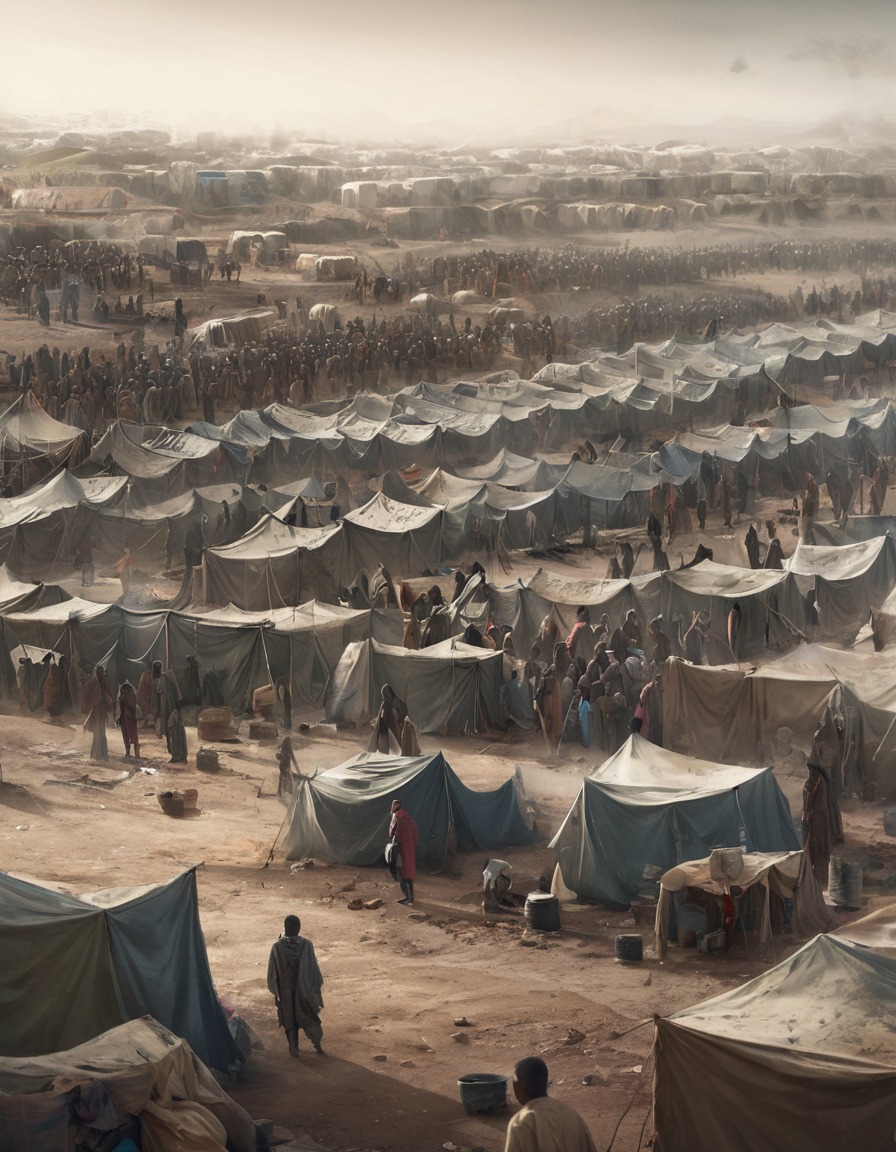 refugees, camp, weary, makeshift, temporary accommodations, war