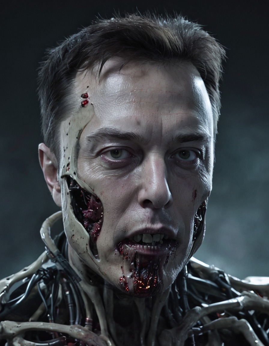 elon musk, zombie, cybernetic enhancements, science fiction, celebrities