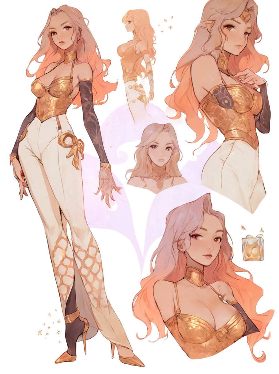 characterdesign, adoptable, adoptablesopen, characterconcept, digitalart, referencesheet, animegirl, fantasycharacter, sale, blondegirl, blondehair, female, elegantwoman