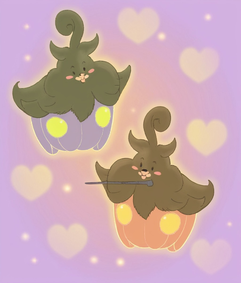 pokemon, digitaldrawing, drawing, shinypokemon, pumpkaboo, pumpkinpals