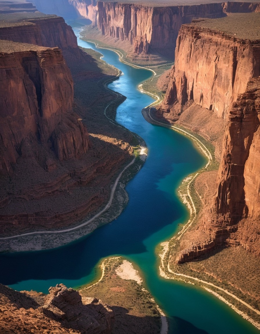 river, canyon, nature, landscape