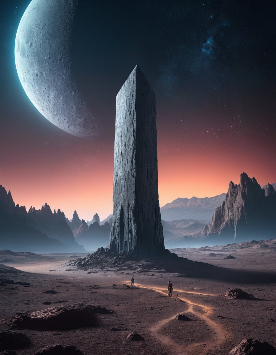 space, moon, monolith, mysterious, alien, astronomy