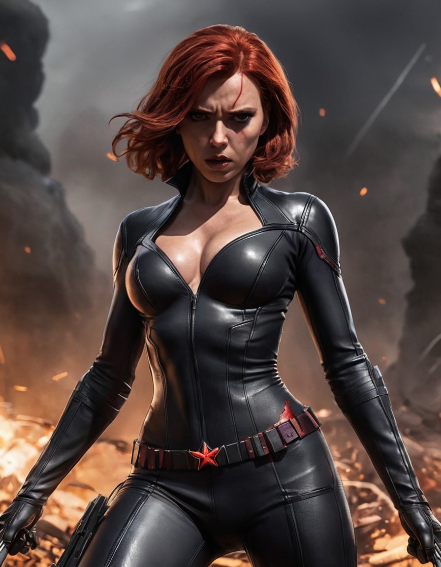 black widow, marvel comics, superhero, battle, torn costume, fierce fight