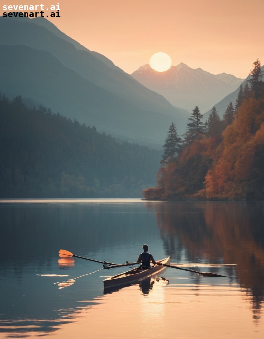 nature, water, rowing, tranquility, sunset, woman sport, sport