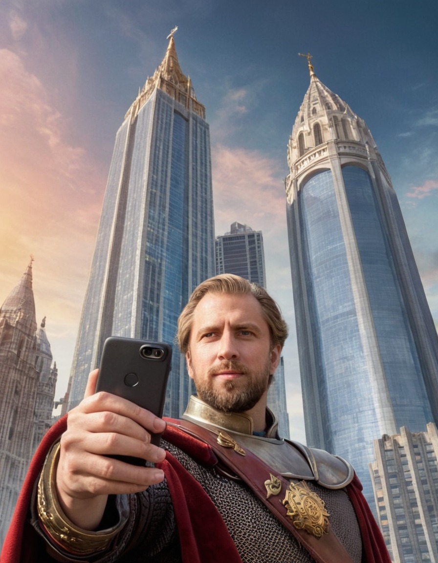 william the conqueror, selfie, skyscraper, historic influential figure