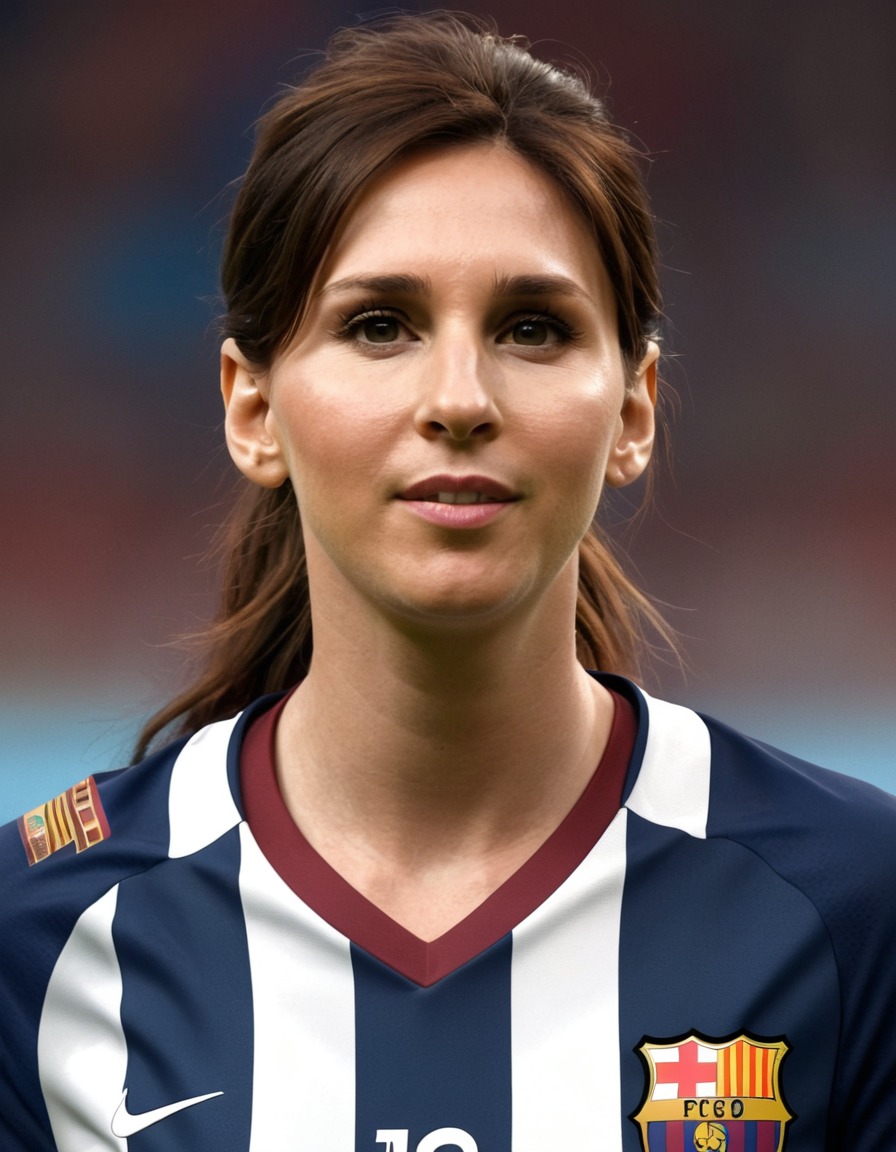 lionel messi, football player, gender transformation, sports, femininity