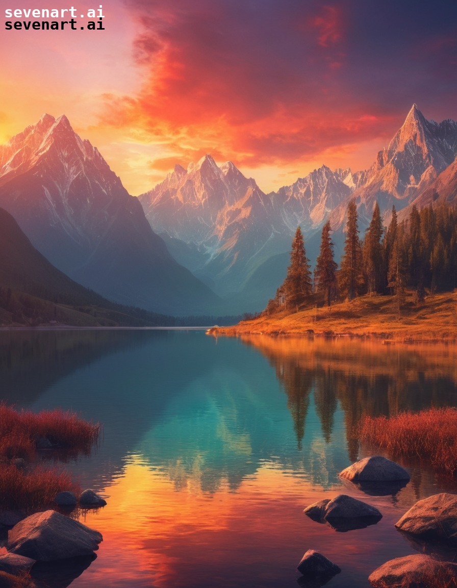 nature, landscape, mountain, sunset, reflection