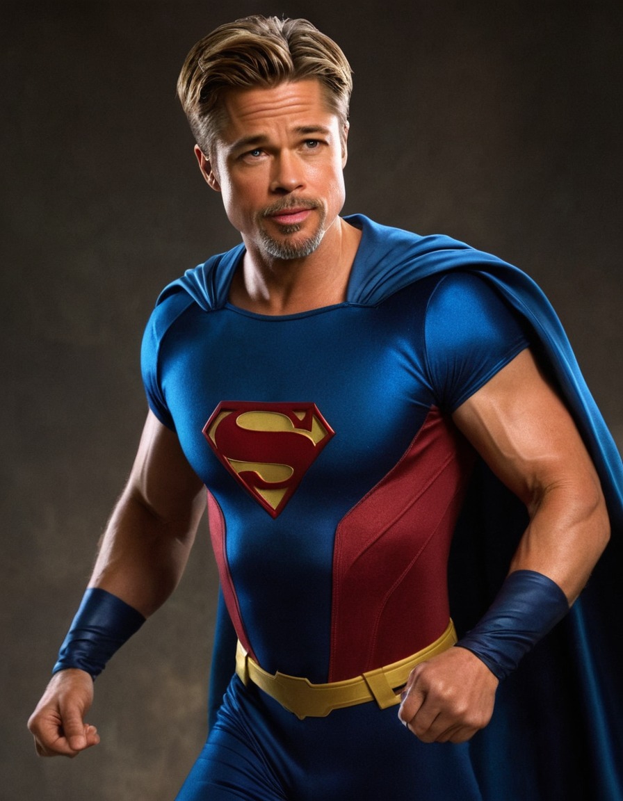 brad pitt, superhero, muscles, costume, celebrity, fat