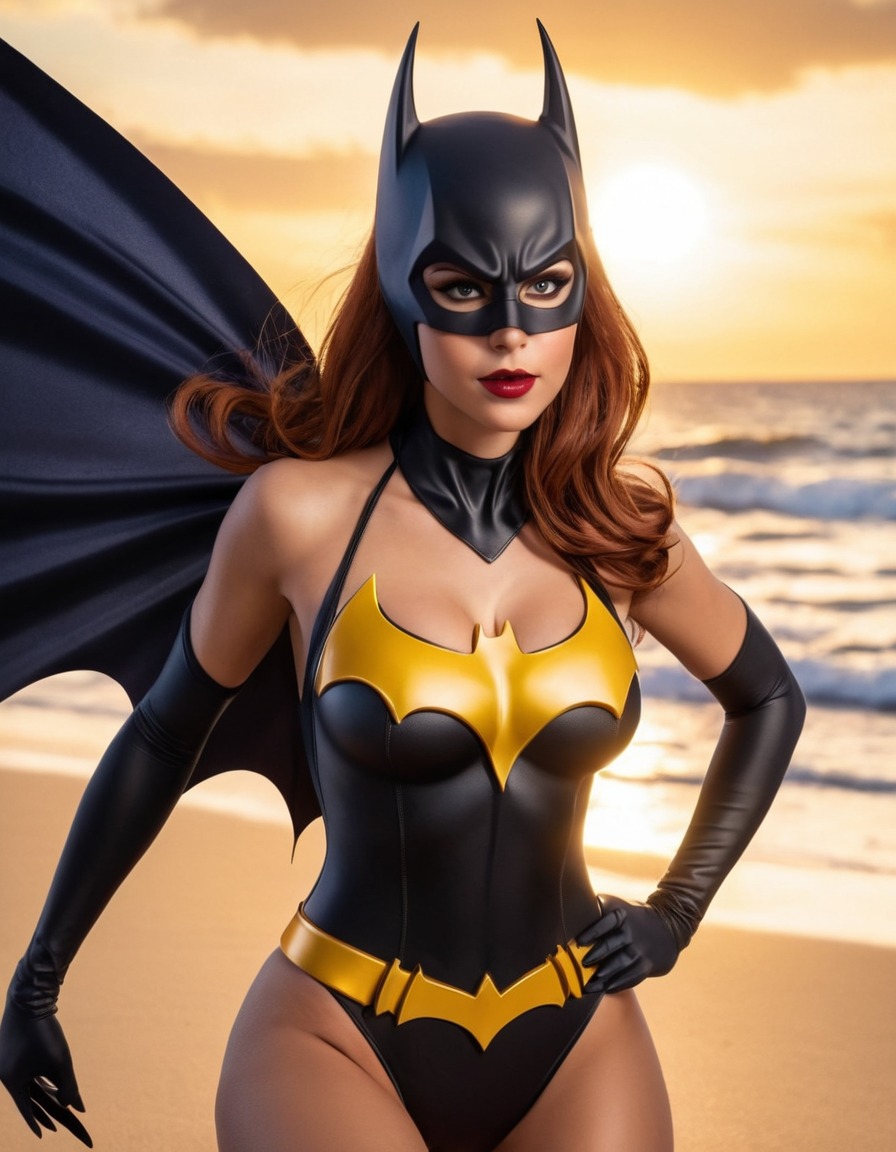 batgirl (dc comics), beach, swimsuit, superhero, dc comics, day out, leisure