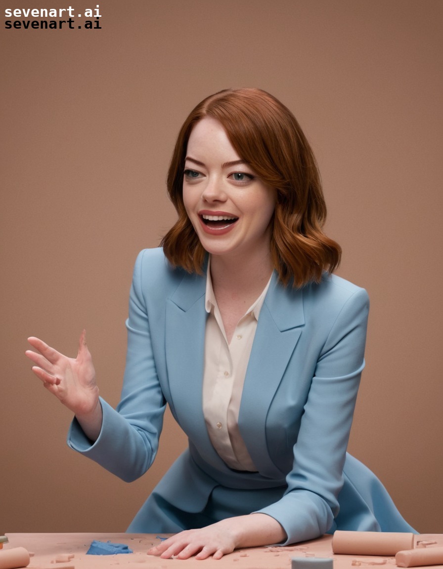 emma stone, la la land, clay, sculpture, caricature, actress, movies, movie stars